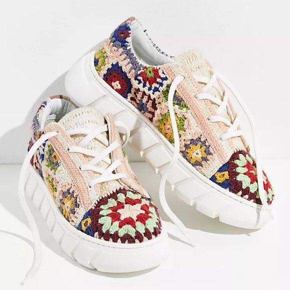 Free People Shoes - 🎉LAST CHANCE🎉 FREE PEOPLE Catch Me If You Can Crochet Sneakers / Multi